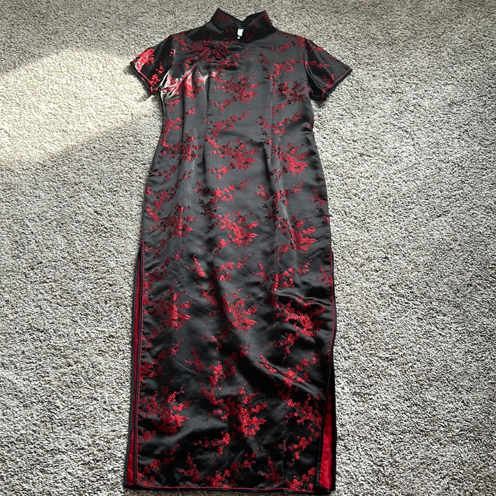 Vintage kimono style dress with split sides long maxi dress sz L